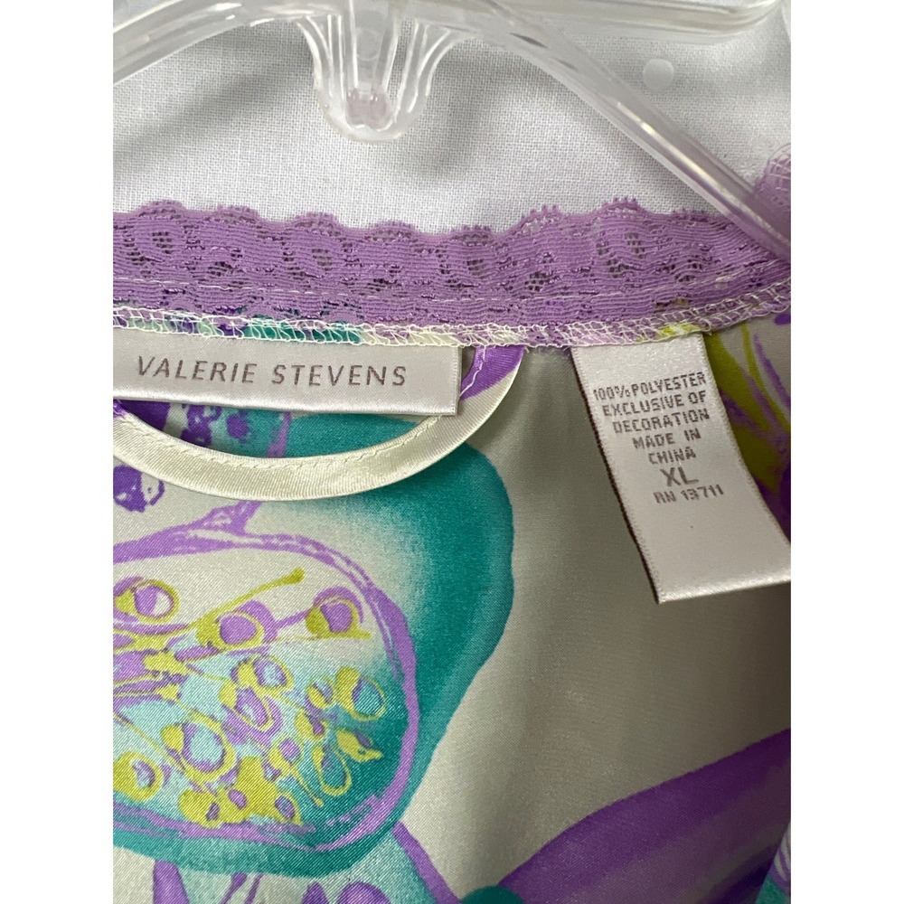 Valerie Stevens Butterfly Robe & Nightgown Set Womens XL Purple Satin Loungewear - Picture 3 of 12